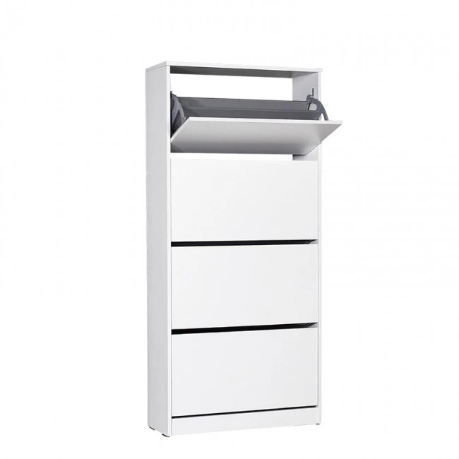 Flat Duo Megapap shoe rack of 24 pairs in white color 73x26x157cm.