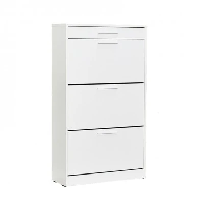 Flat Megapap shoe rack of 18 pairs in white color 75x29x128cm.