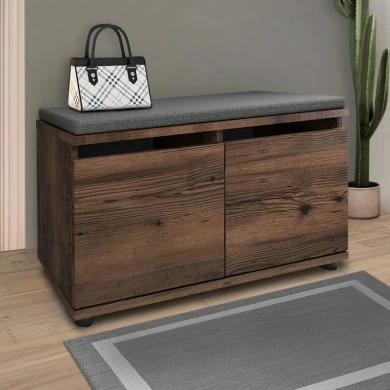 Twain Megapap melamine shoe rack of 8 pairs in smoked walnut color 80x35x42cm.