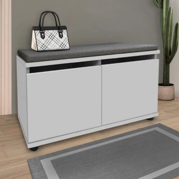 Twain Megapap melamine shoe rack of 8 pairs in white color 80x35x42cm.