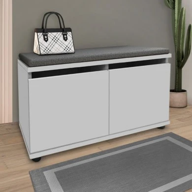 Twain Megapap melamine shoe rack of 8 pairs in white color 80x35x42cm.