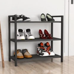 Navari Megapap metallic - melamine shoe rack of 9 pairs in black - anthracite color 66x36x70cm.