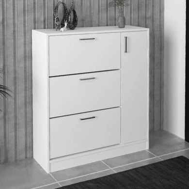 Neft Megapap melamine shoe cabinet in white color 105x29.6x113cm.
