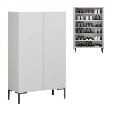 Pool Megapap melamine multipurpose cabinet - shoe cabinet in white color 72x34x119cm.