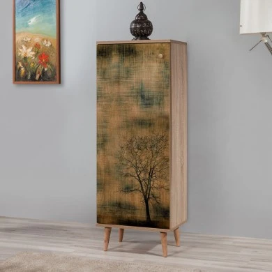 Soho Megapap melamine shoe cabinet in sonoma color 50x38x135cm.