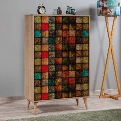 Soho Megapap melamine shoe cabinet in sonoma color 80x36x127cm.