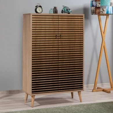 Soho Megapap melamine shoe cabinet in sonoma color 80x36x127cm.