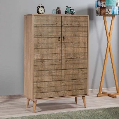 Soho Megapap melamine shoe cabinet in sonoma color 80x36x127cm.