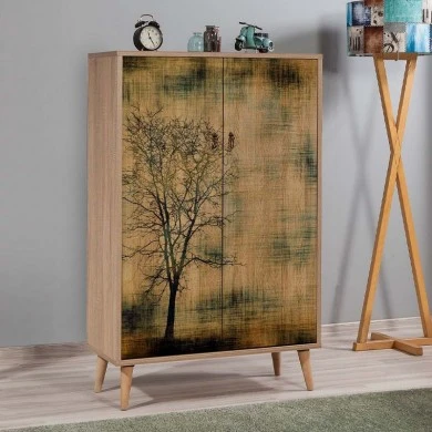 Soho Megapap melamine shoe cabinet in sonoma color 80x36x127cm.