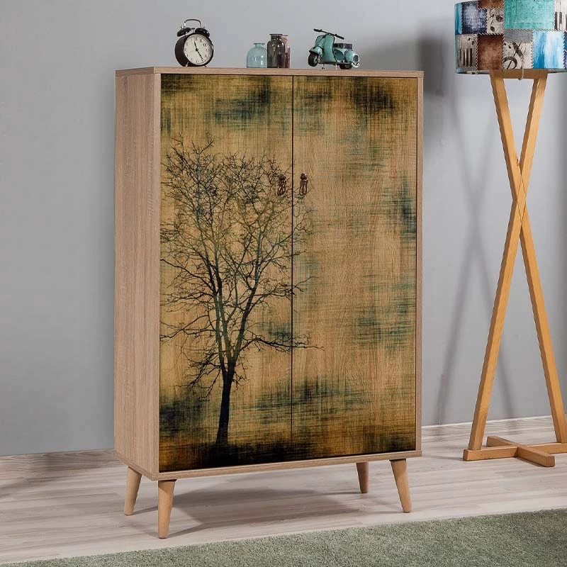 Soho Megapap melamine shoe cabinet in sonoma color 80x36x127cm.