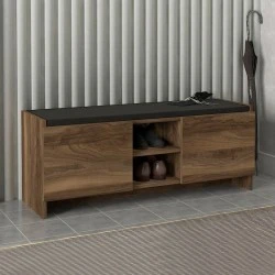 Verly Megapap melamine shoe cabinet in walnut color 110x33.2x43cm.