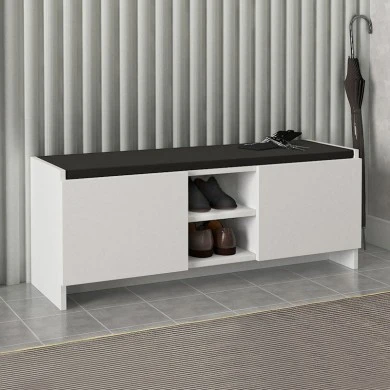 Verly Megapap melamine shoe cabinet in white color 110x33.2x43cm.