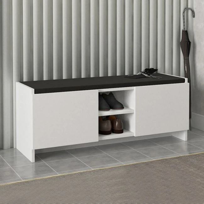 Verly Megapap melamine shoe cabinet in white color 110x33.2x43cm.