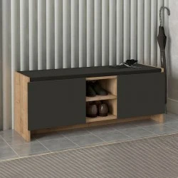 Verly Megapap melamine shoe cabinet in sapphire oak - anthracite color 110x33.2x43cm.