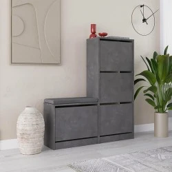 Dude Megapap melamine bench - shoe rack in retro grey color 104,8x26x118,5cm.