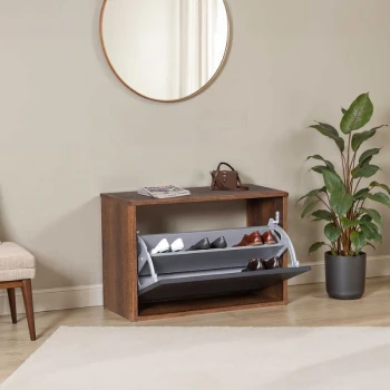 Παπουτσοθήκη 6 ζεύγων Step Megapap χρώμα καρυδί 60x30x42εκ.