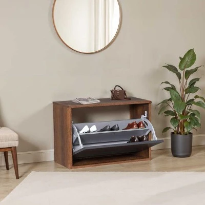 Παπουτσοθήκη 6 ζεύγων Step Megapap χρώμα καρυδί 60x30x42εκ.