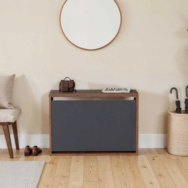 Παπουτσοθήκη μελαμίνης 6 ζεύγων Step Megapap σε χρώμα καρυδί 60x30x42εκ.