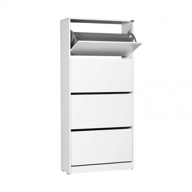 Flat Duo Megapap shoe rack of 24 pairs in white color 73x26x157cm.