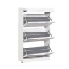 Flat Megapap shoe rack of 18 pairs in white color 75x29x128cm.