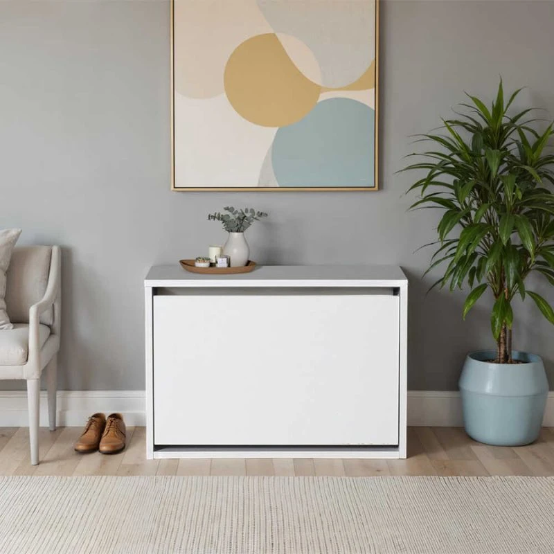 Step Megapap shoe rack of 6 pairs in white color 60x30x42cm..