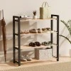 Shoe rack wooden - plastic color black - natural 66x20x68cm.