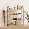 Shoe rack wooden - plastic color beige - natural 67x18x65cm.