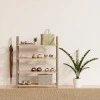 Shoe rack wooden - plastic color beige - natural 67x18x65cm.