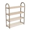 Shoe rack wooden - plastic color beige - natural 67x18x65cm.