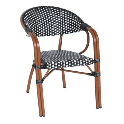 PARIS Armchair Alu Walnut/Wicker White-Black PARIS Armchair Alu Walnut/Wicker White-Black