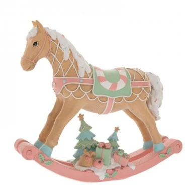 PASTEL RESIN ROCKING HORSE 40X10X37CM