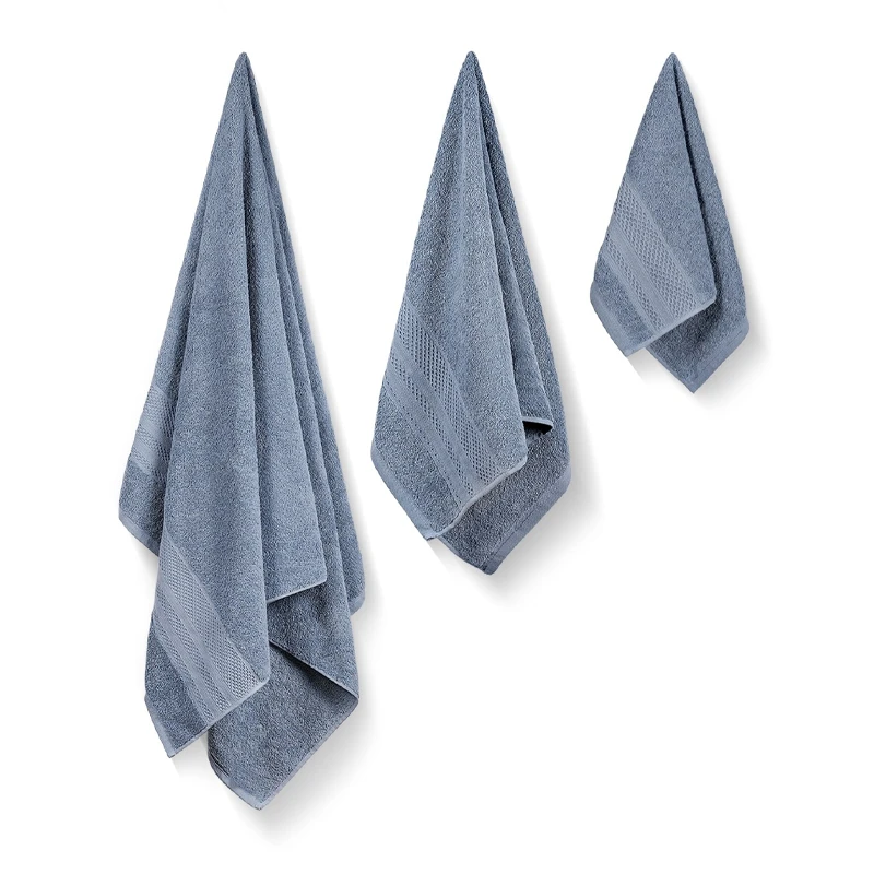 Piramit bath towels set of 3 pcs 450gr/m²  indigo blue color