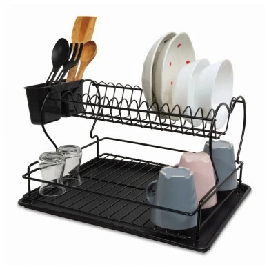 Perilla metalic dish rack in black color 45x34x25cm.