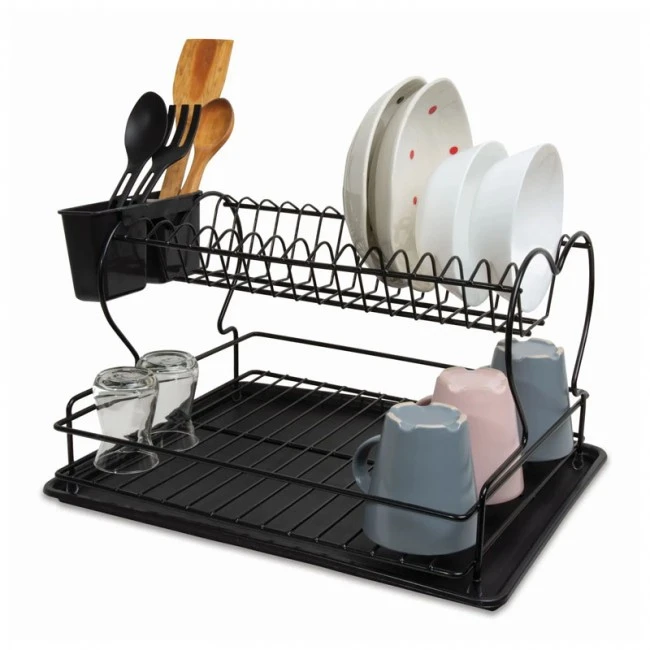 Perilla metalic dish rack in black color 45x34x25cm.
