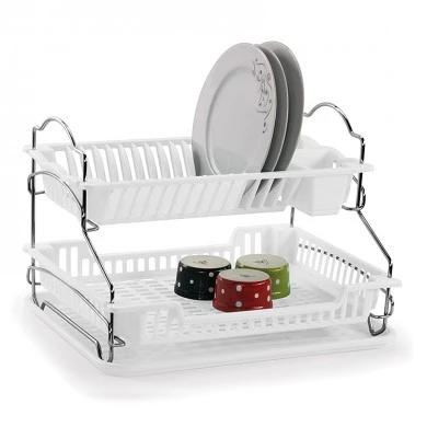 Double metal chrome plate holder with plastic shelves 38x24x46cm.