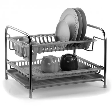 Double metal chrome plate holder with plastic shelves 44x36x33cm.