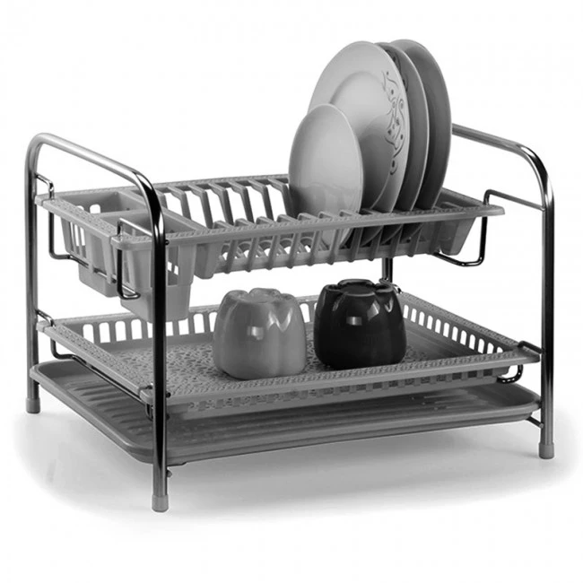 Double metal chrome plate holder with plastic shelves 44x36x33cm.