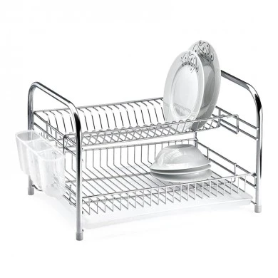 Double metal chrome plate holder in silver color 30x35x45cm.