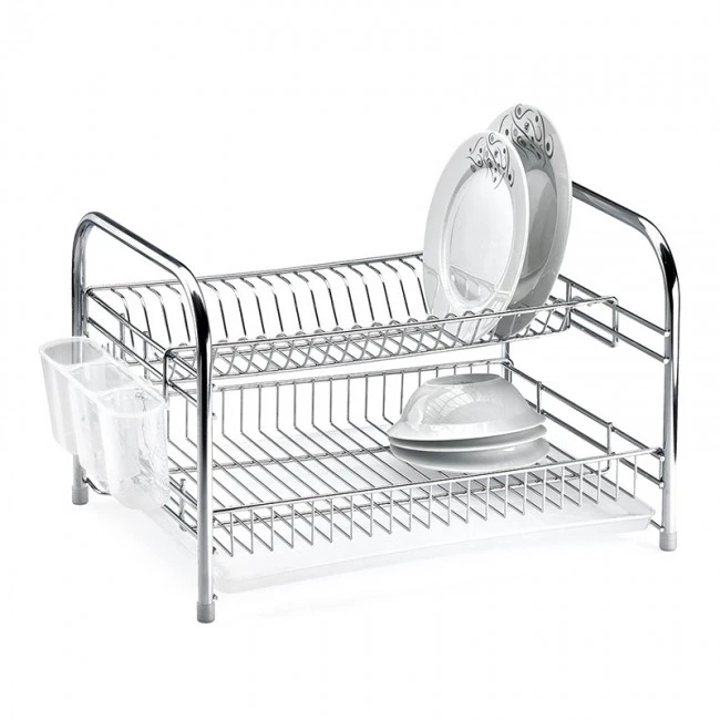 Double metal chrome plate holder in silver color 30x35x45cm.