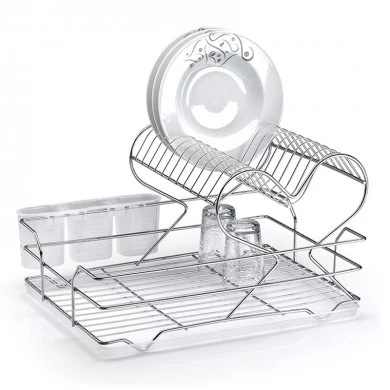 Double metal chrome plate holder in silver color 32x22x25cm.