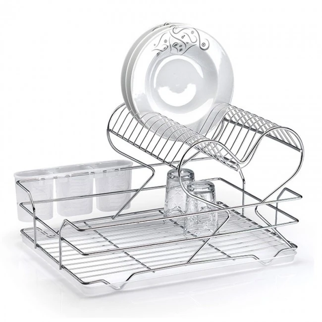 Double metal chrome plate holder in silver color 32x22x25cm.