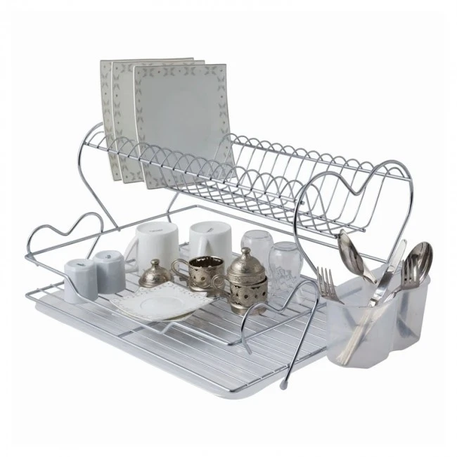 Perilla metalic dish rack in silver color 46x36x25cm.