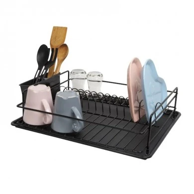 Perilla metalic dish rack in black color 46x33x12cm.