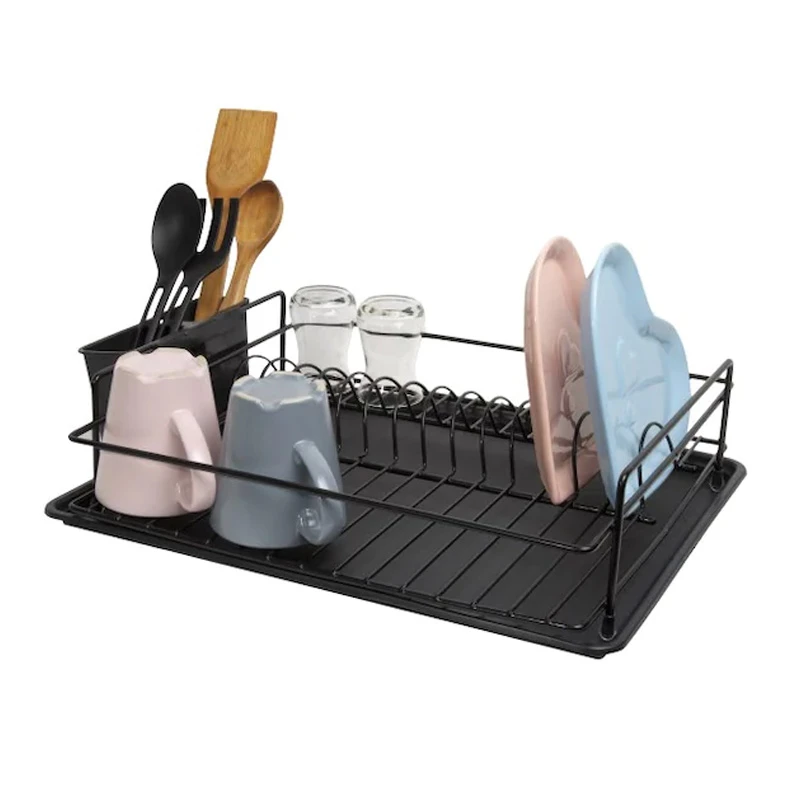Perilla metalic dish rack in black color 46x33x12cm.