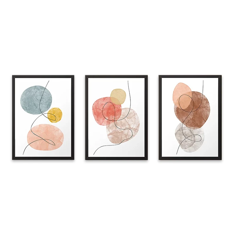 "Circles" Megapap painting of three pieces in frame 35x45x2cm.