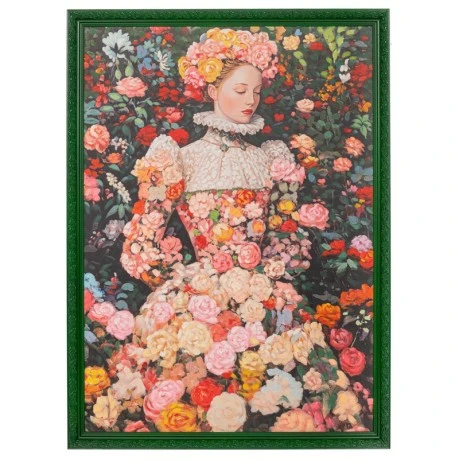 HANDMADE PAINTING WITH WOMAN AND FLOWERS IN PS FRAME 100X140CM