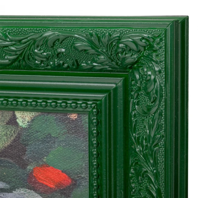 ΠΙΝΑΚΑΣ ΧΕΙΡΟΠΟΙΗΤΟΣ ΜΕ ΓΥΝΑΙΚΑ ΚΑΙ ΛΟΥΛΟΥΔΙΑ ΣΕ ΠΡΑΣΙΝΗ ΚΟΡΝΙΖΑ 110Χ150ΕΚ(100X140)