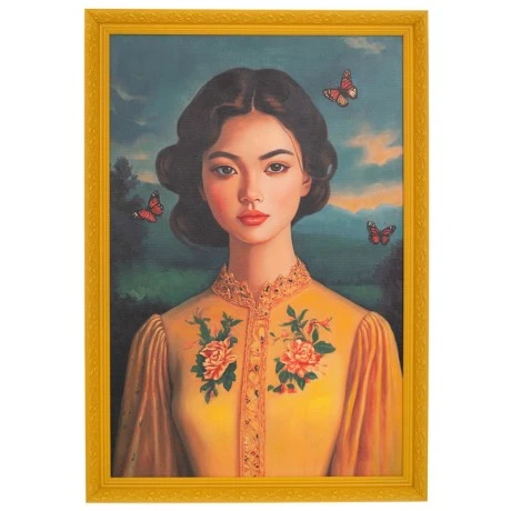 HANDMADE PAINTING WITH WOMAN IN PS FRAME 70X105CM
