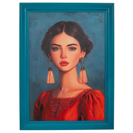 HANDMADE PAINTING WITH WOMAN IN PS FRAME 70X100CM