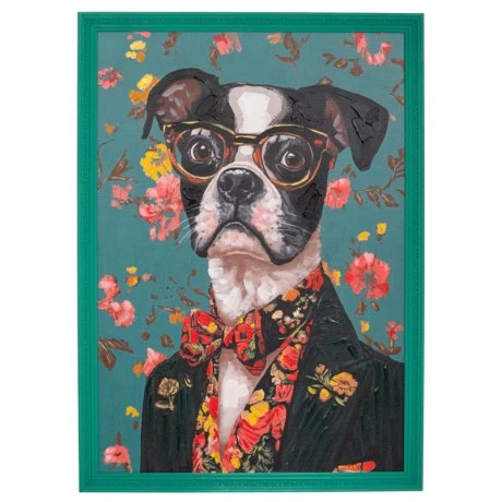 HANDMADE PAINTING DOG IN PS FRAME 70X100CM